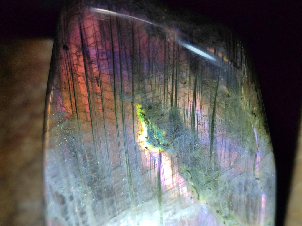 Polished Rare Purple Sunset Flash Labradorite Standing Free Forms x 2 From Madagascar