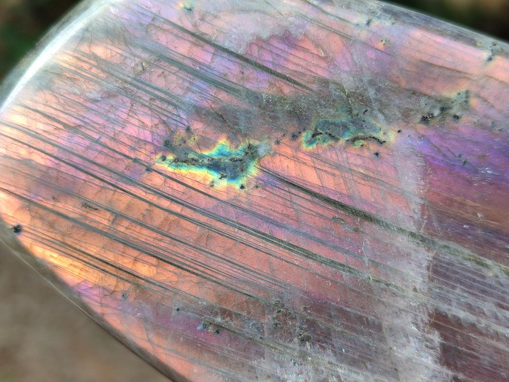 Polished Rare Purple Sunset Flash Labradorite Standing Free Forms x 2 From Madagascar