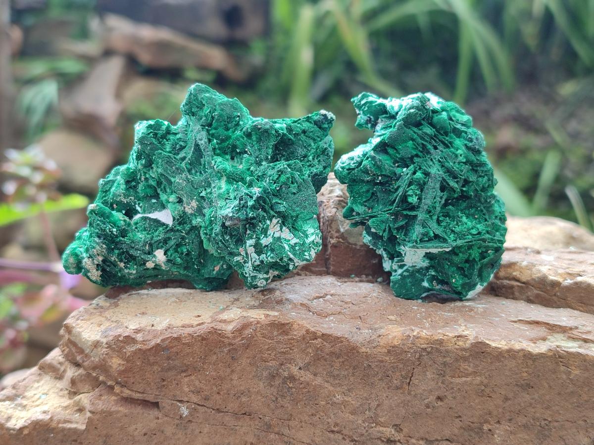 Natural Rare Malachite Pseudomorph Specimens x 6 From Kolwezi, Congo