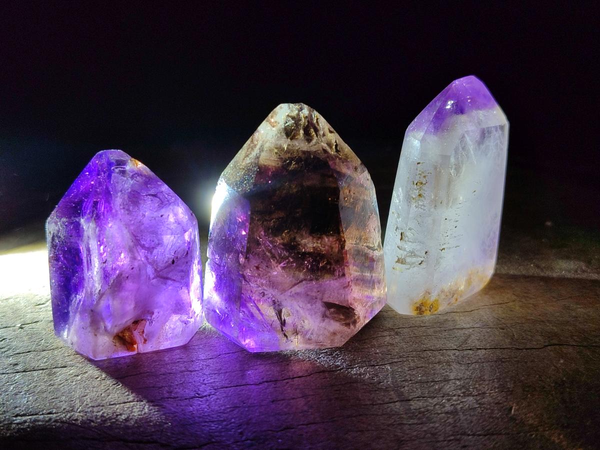 Polished Window Amethyst Crystals x 20 From Akansobe, Madagascar
