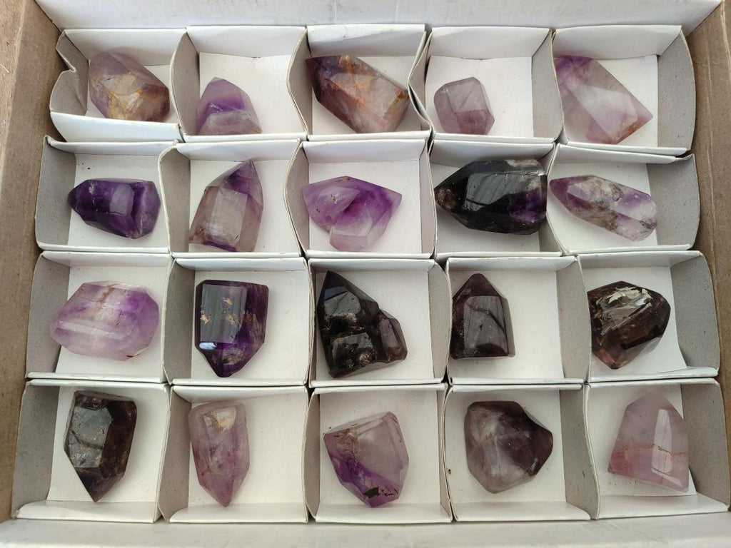 Polished Window Amethyst Crystals x 20 From Akansobe, Madagascar