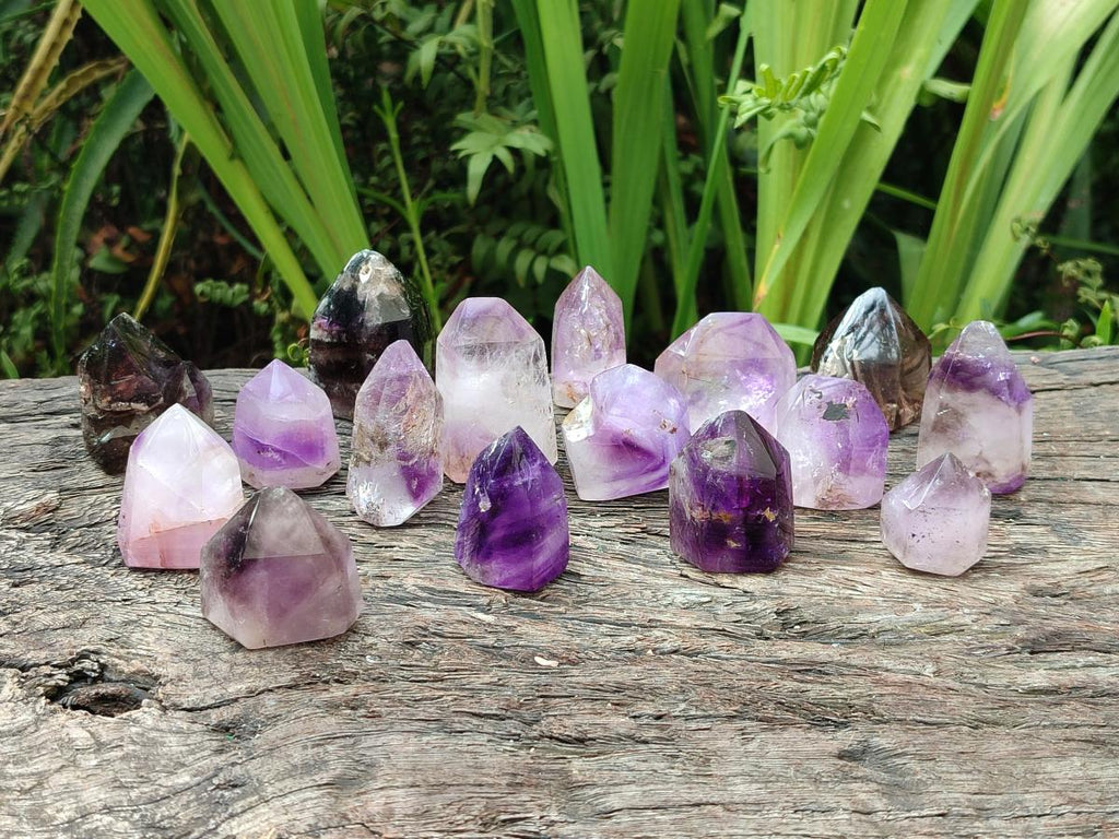 Polished Window Amethyst Crystals x 20 From Akansobe, Madagascar