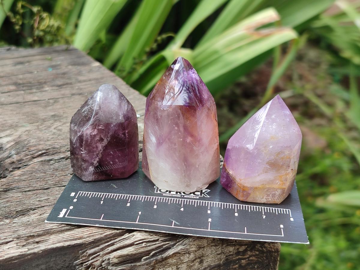 Polished Window Amethyst Crystals x 20 From Akansobe, Madagascar