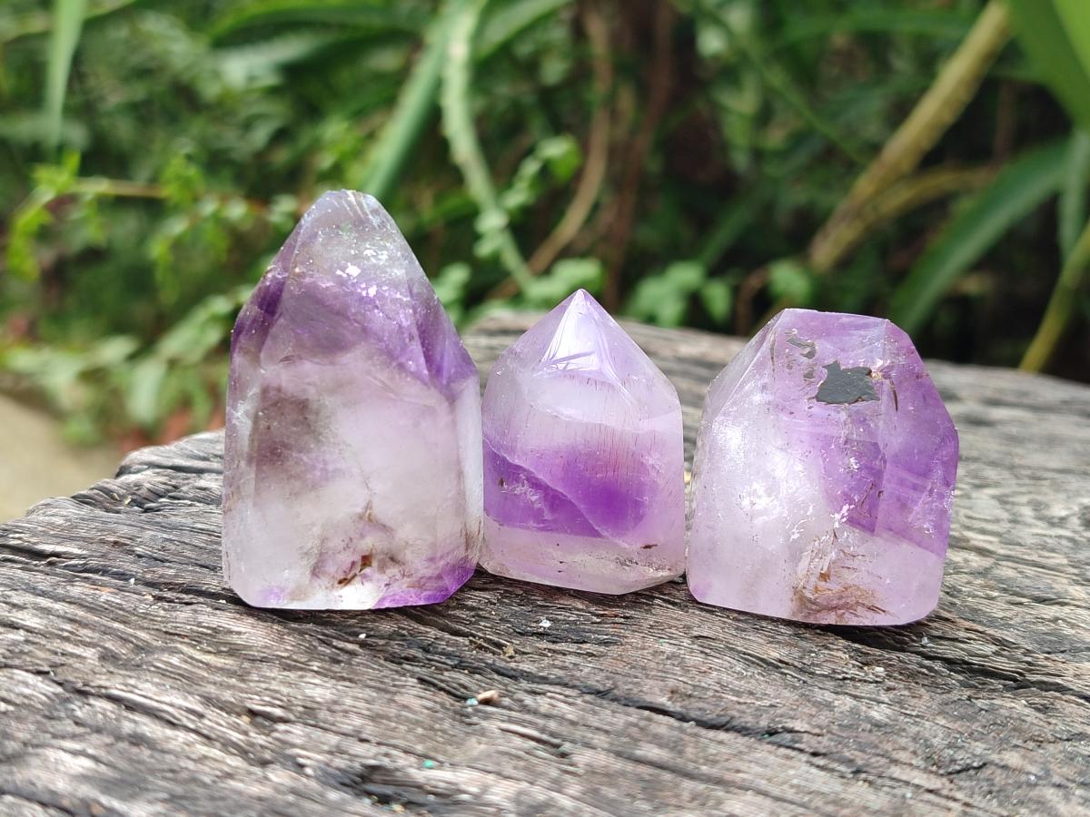 Polished Window Amethyst Crystals x 20 From Akansobe, Madagascar