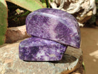 Polished Dark Purple Lepidolite Free Forms x 3 From Zimbabwe
