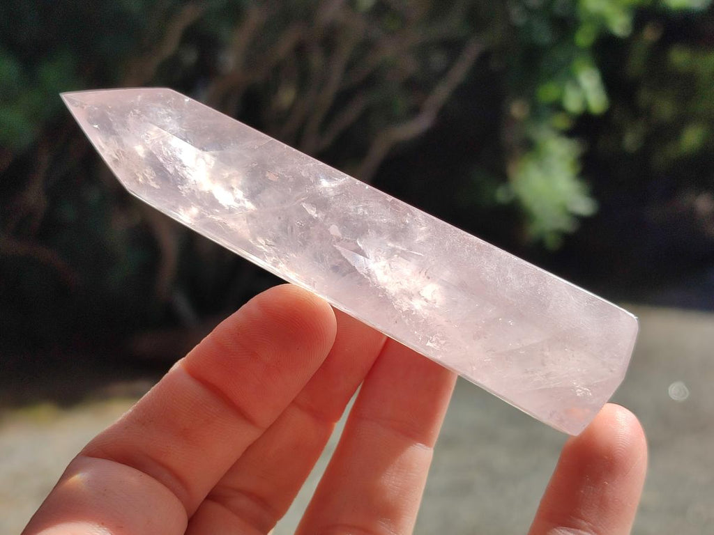 Polished Long Gemmy Rose Quartz Crystals x 12 From Madagascar