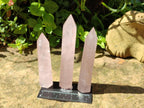 Polished Long Gemmy Rose Quartz Crystals x 12 From Madagascar