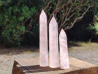 Polished Long Gemmy Rose Quartz Crystals x 12 From Madagascar