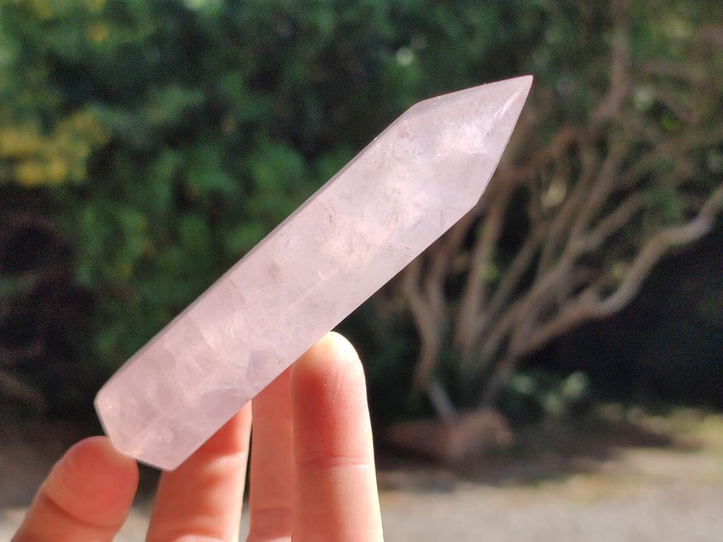 Polished Long Gemmy Rose Quartz Crystals x 12 From Madagascar