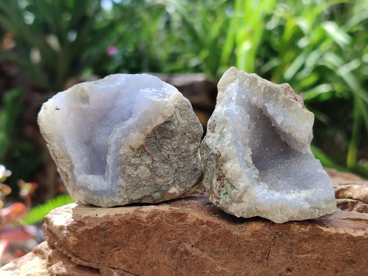 Natural Blue Lace Agate Geode and Cluster Specimens x 24 From Nsanje, Malawi