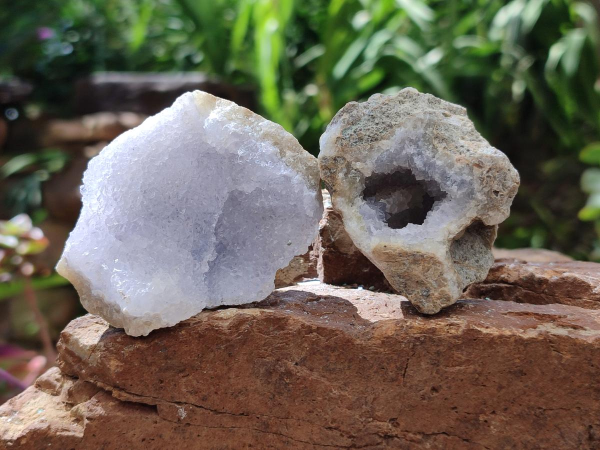 Natural Blue Lace Agate Geode and Cluster Specimens x 24 From Nsanje, Malawi