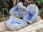 Natural Blue Lace Agate Geode and Cluster Specimens x 24 From Nsanje, Malawi