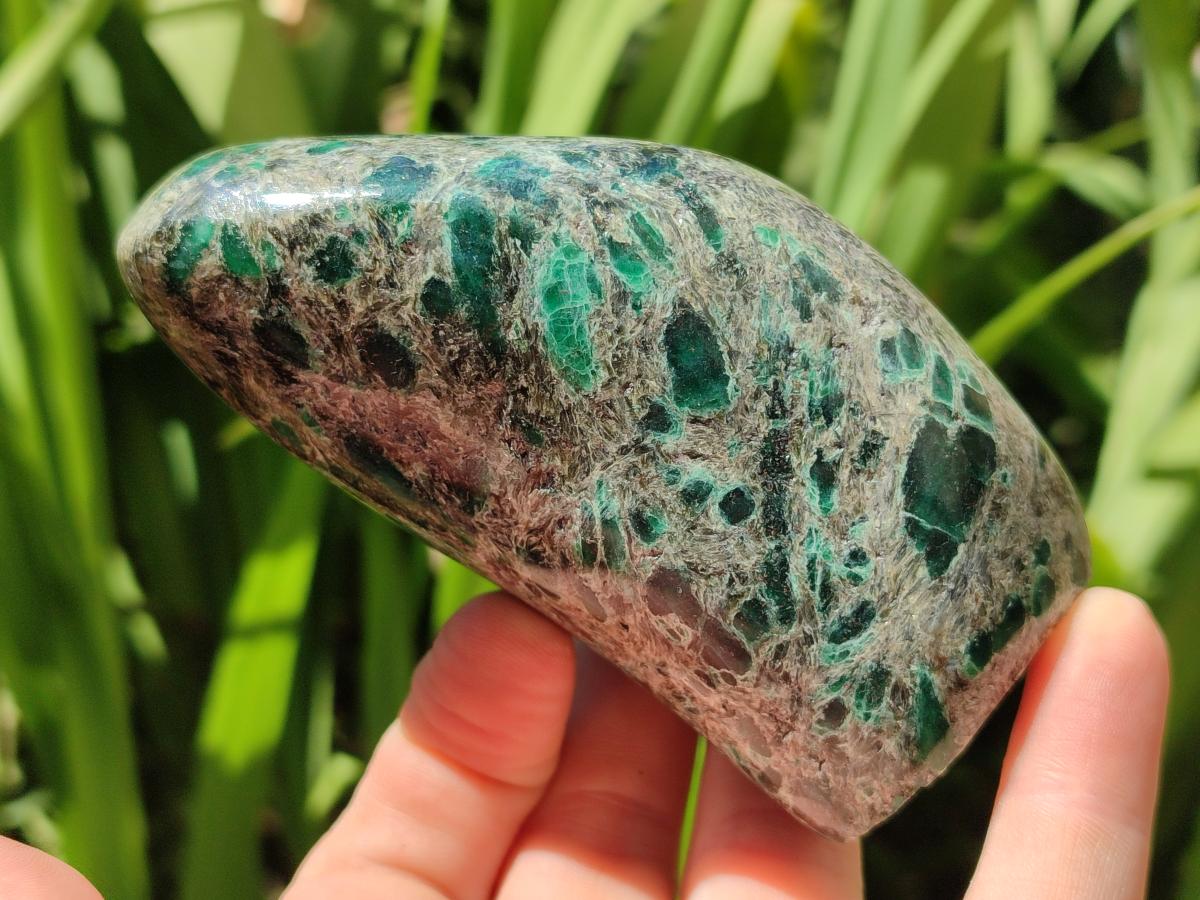 Polished Emerald Mica 'Mutokolite' Standing Free Forms x 2 From Mutoko, Zimbabwe