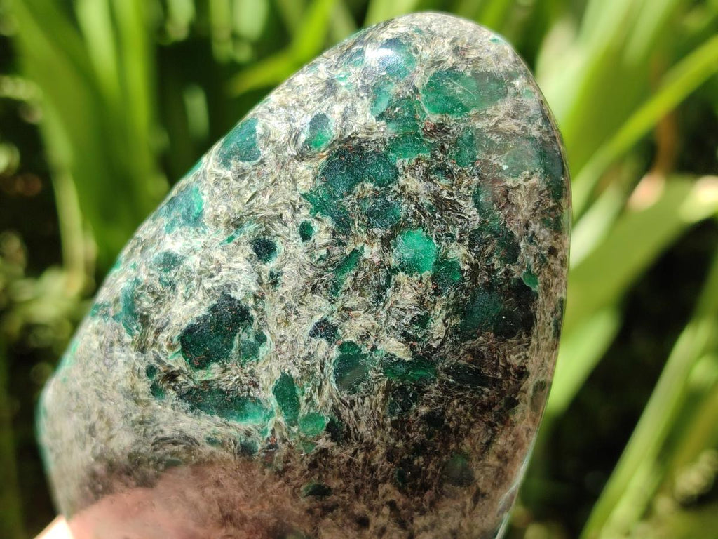 Polished Emerald Mica 'Mutokolite' Standing Free Forms x 2 From Mutoko, Zimbabwe