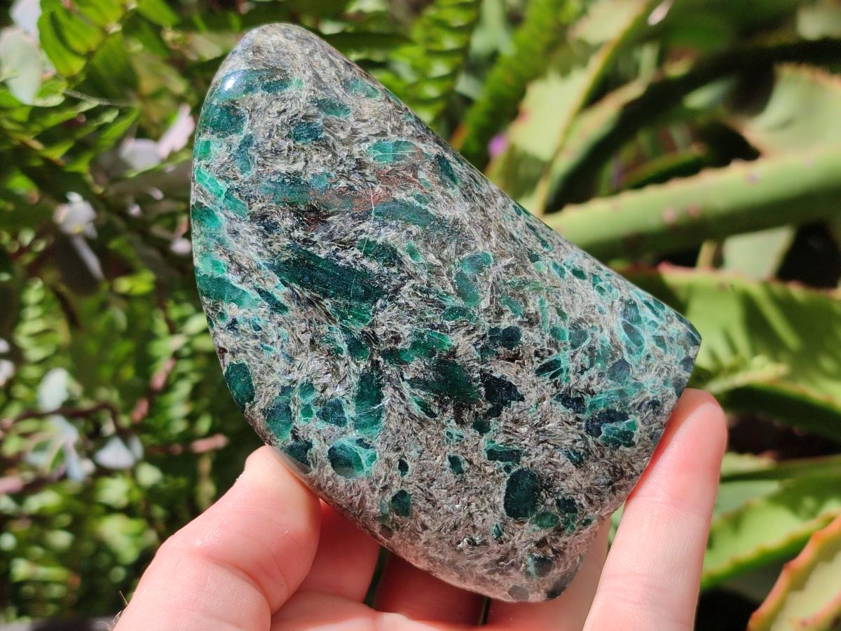 Polished Emerald Mica 'Mutokolite' Standing Free Forms x 2 From Mutoko, Zimbabwe