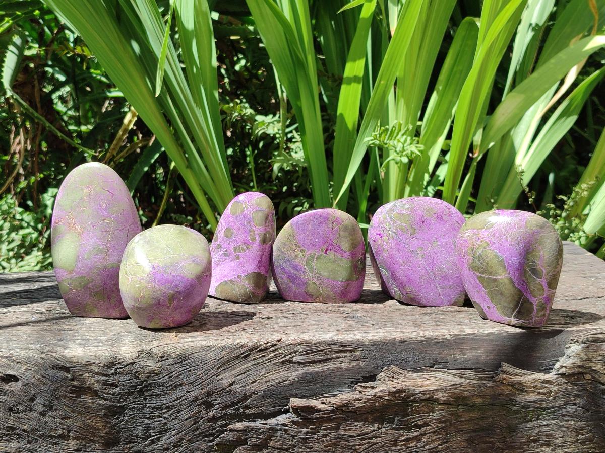 Polished Stichtite Standing Free Forms x 12 From Barberton, South Africa