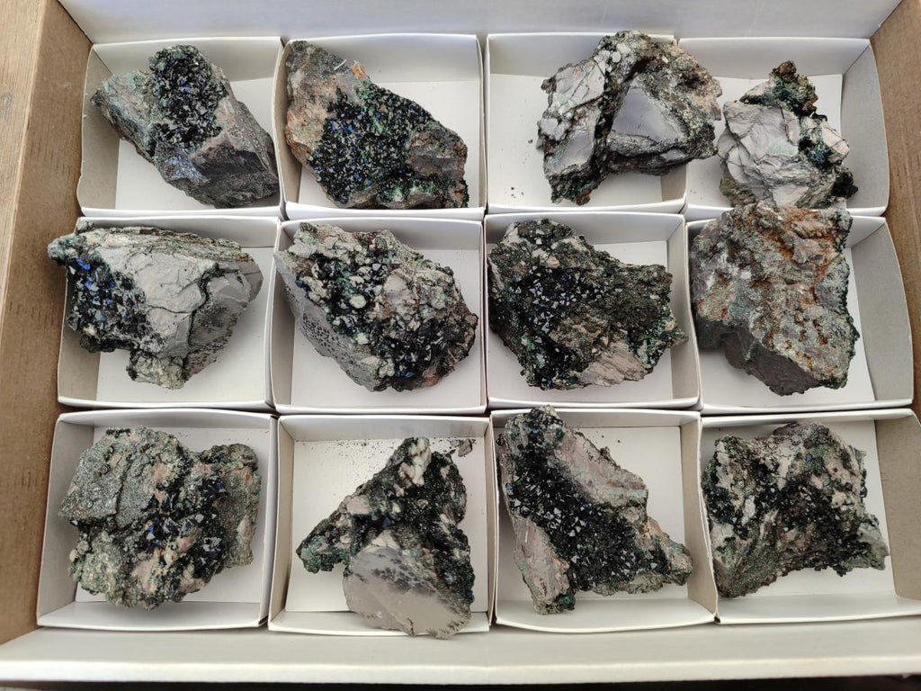 Natural Libethenite Crystals on Dolomite Matrix Specimens x 12 From Shituru, Congo