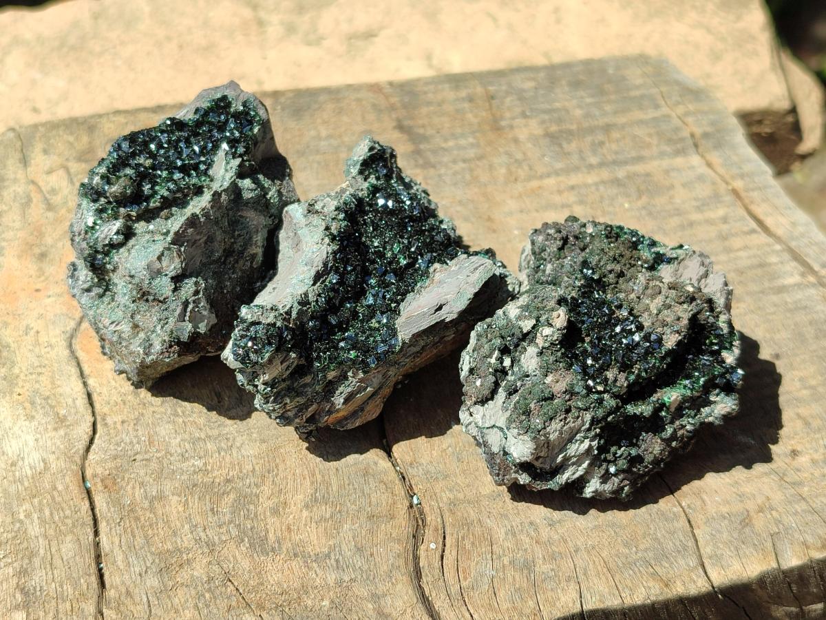 Natural Libethenite Crystals on Dolomite Matrix Specimens x 12 From Shituru, Congo
