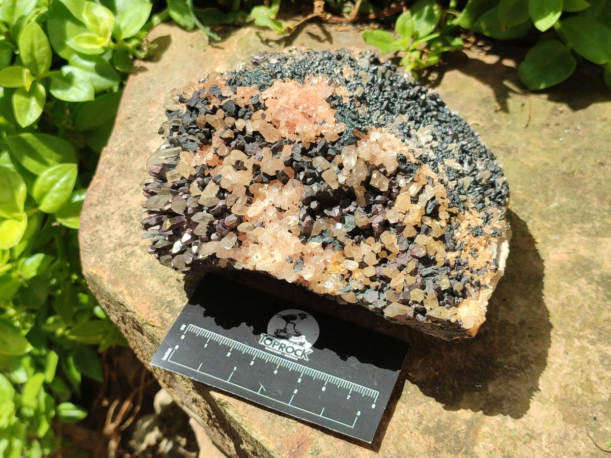 Natural Blacknite Quartz Clusters with Goethite x 2 From Madagascar