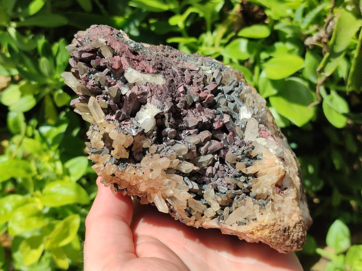 Natural Blacknite Quartz Clusters with Goethite x 2 From Madagascar