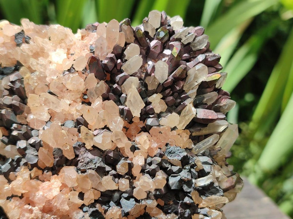 Natural Blacknite Quartz Clusters with Goethite x 2 From Madagascar
