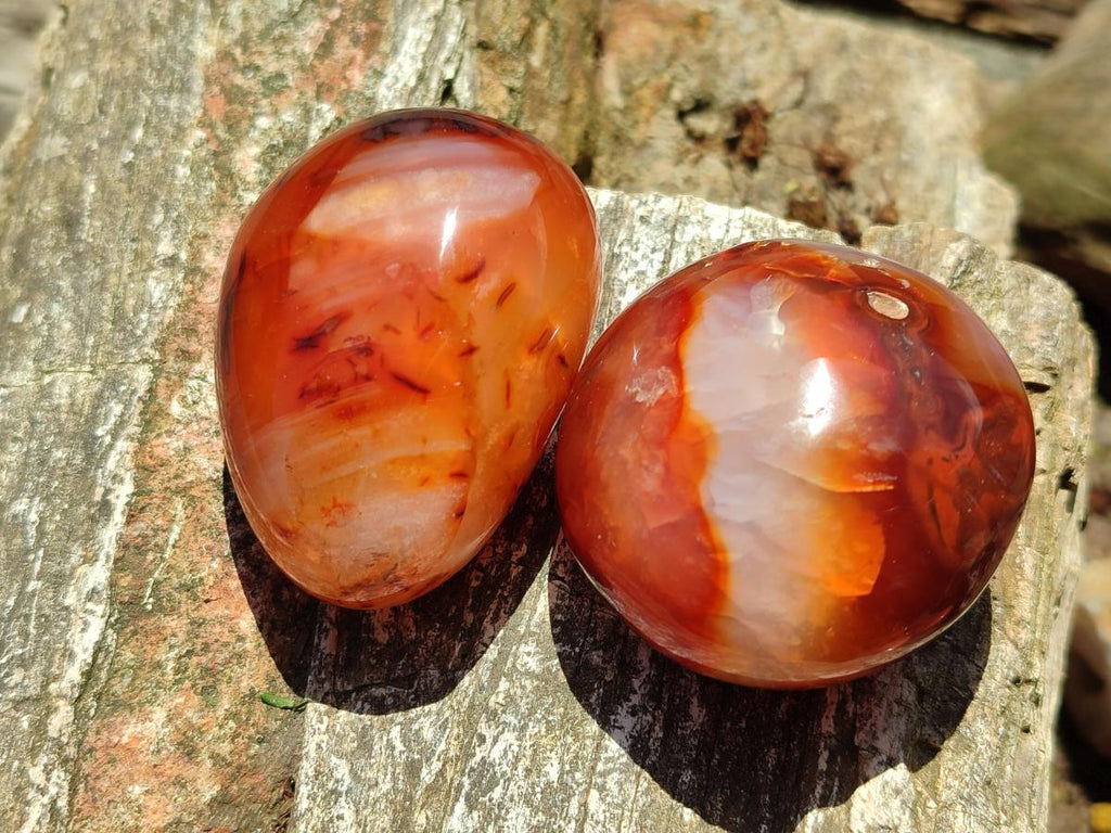 Polished Carnelian Agate Gemstone Galets x 12 From Madagascar
