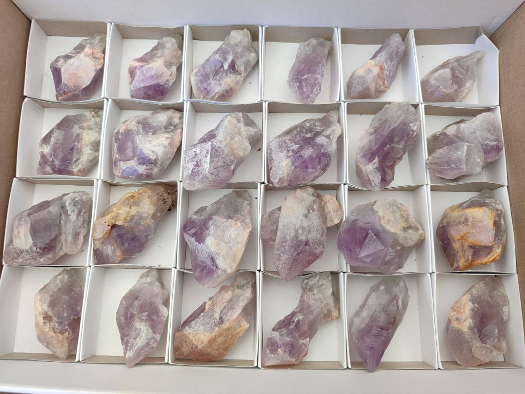 Natural Jacaranda Amethyst Single Crystals x 24 From Mumbwa, Zambia