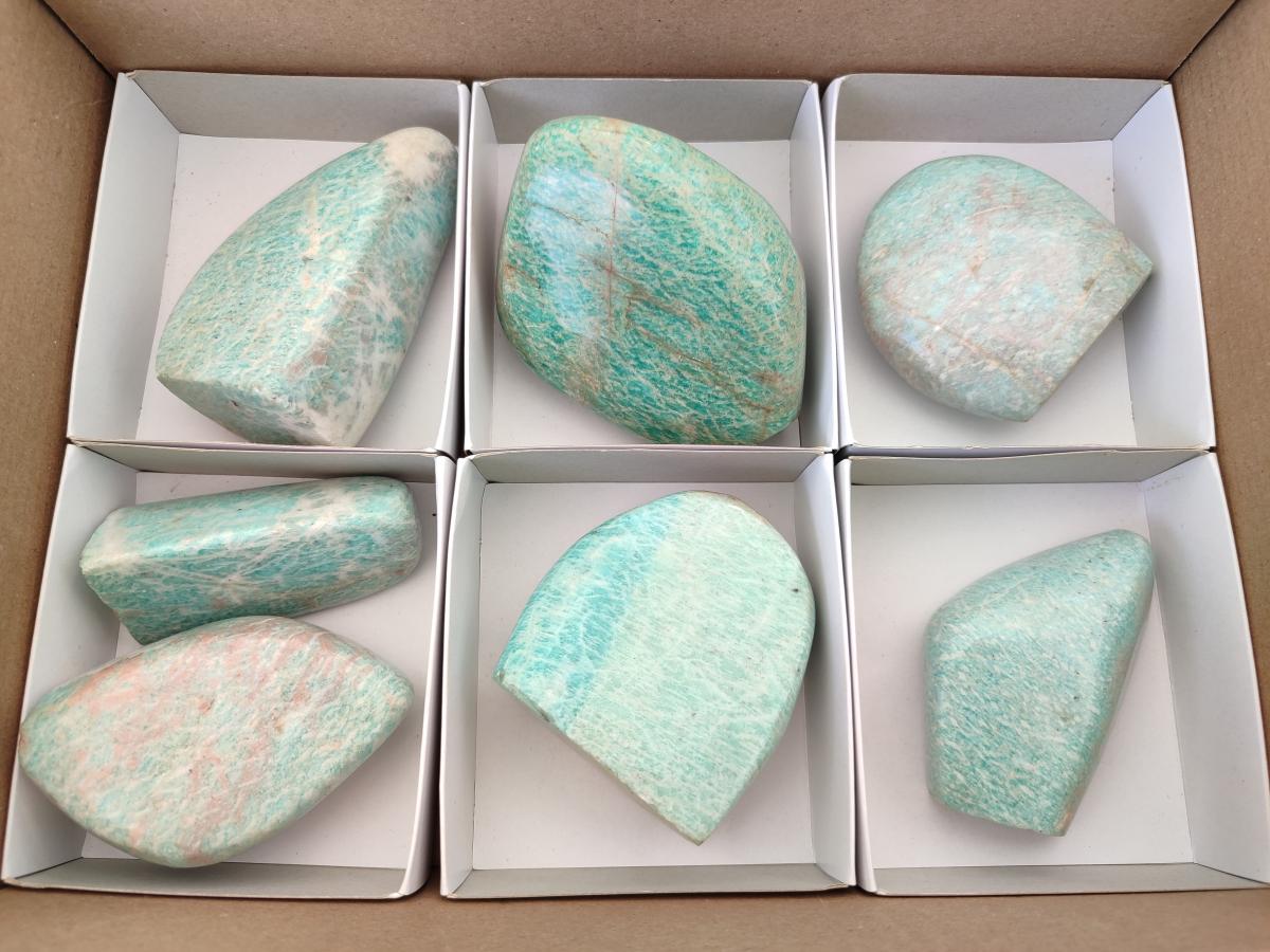 Polished Amazonite Standing Free Forms x 7 From Madagascar