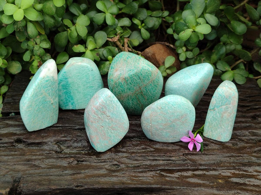 Polished Amazonite Standing Free Forms x 7 From Madagascar