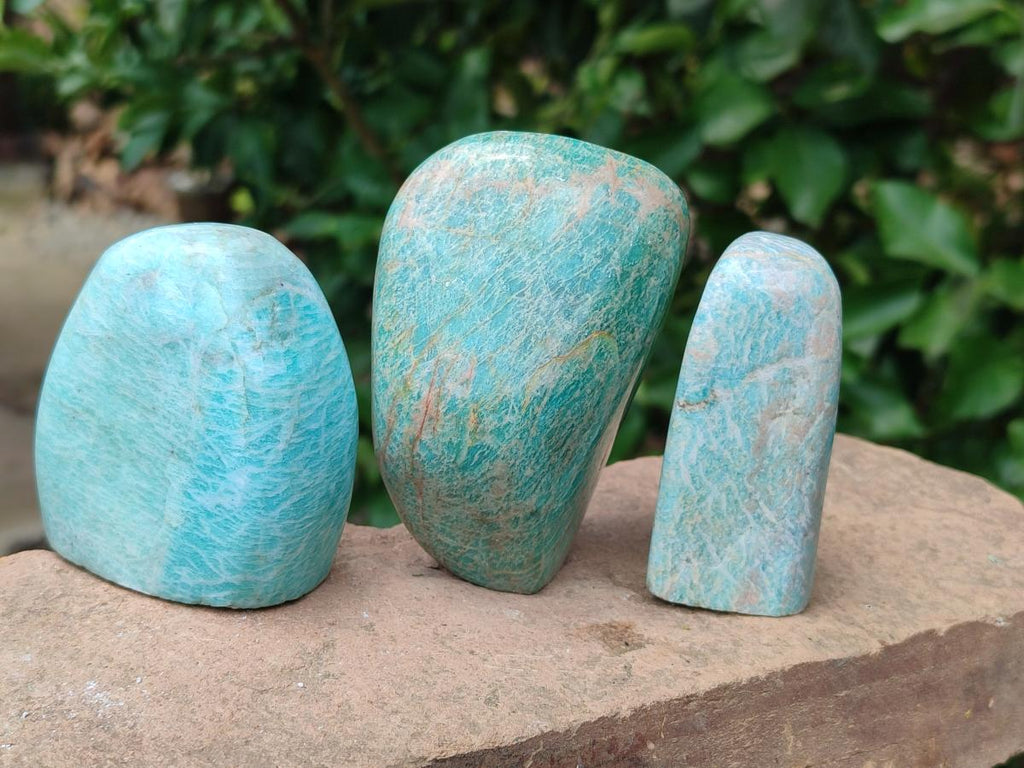 Polished Amazonite Standing Free Forms x 7 From Madagascar