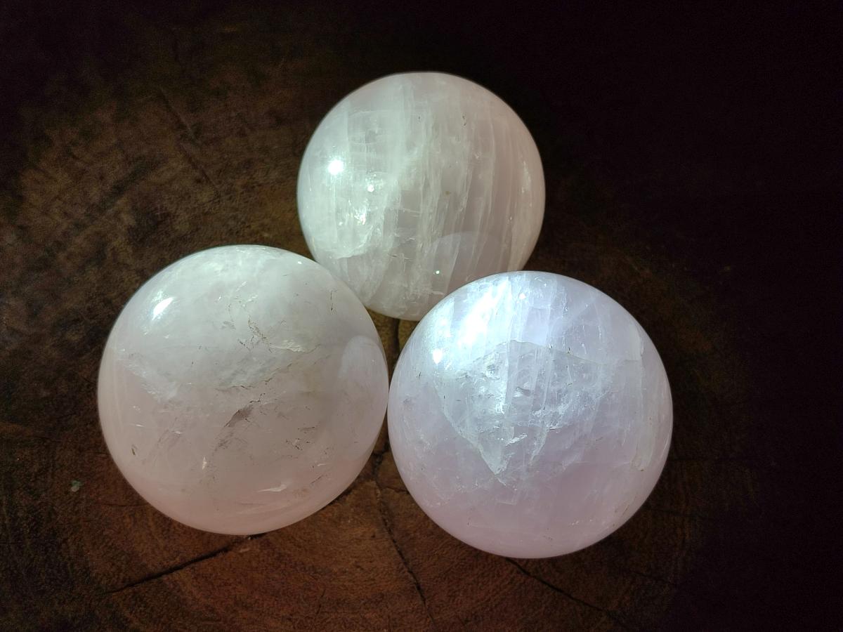 Polished Gemmy Star Rose Quartz Spheres x 6 From Madagascar