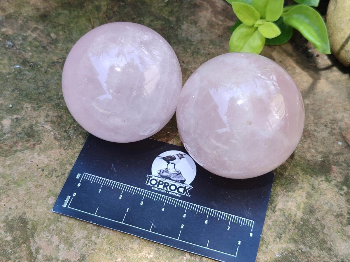 Polished Gemmy Star Rose Quartz Spheres x 6 From Madagascar