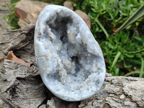 Polished Blue Celestite Eggs x 2 From Sakoany, Madagascar