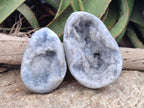 Polished Blue Celestite Eggs x 2 From Sakoany, Madagascar