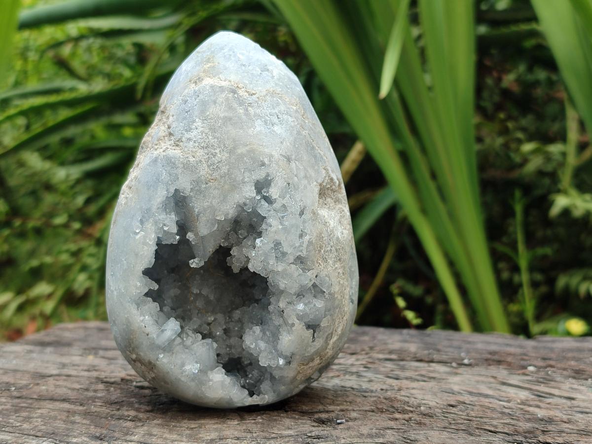 Polished Blue Celestite Eggs x 2 From Sakoany, Madagascar