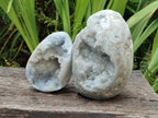 Polished Blue Celestite Eggs x 2 From Sakoany, Madagascar