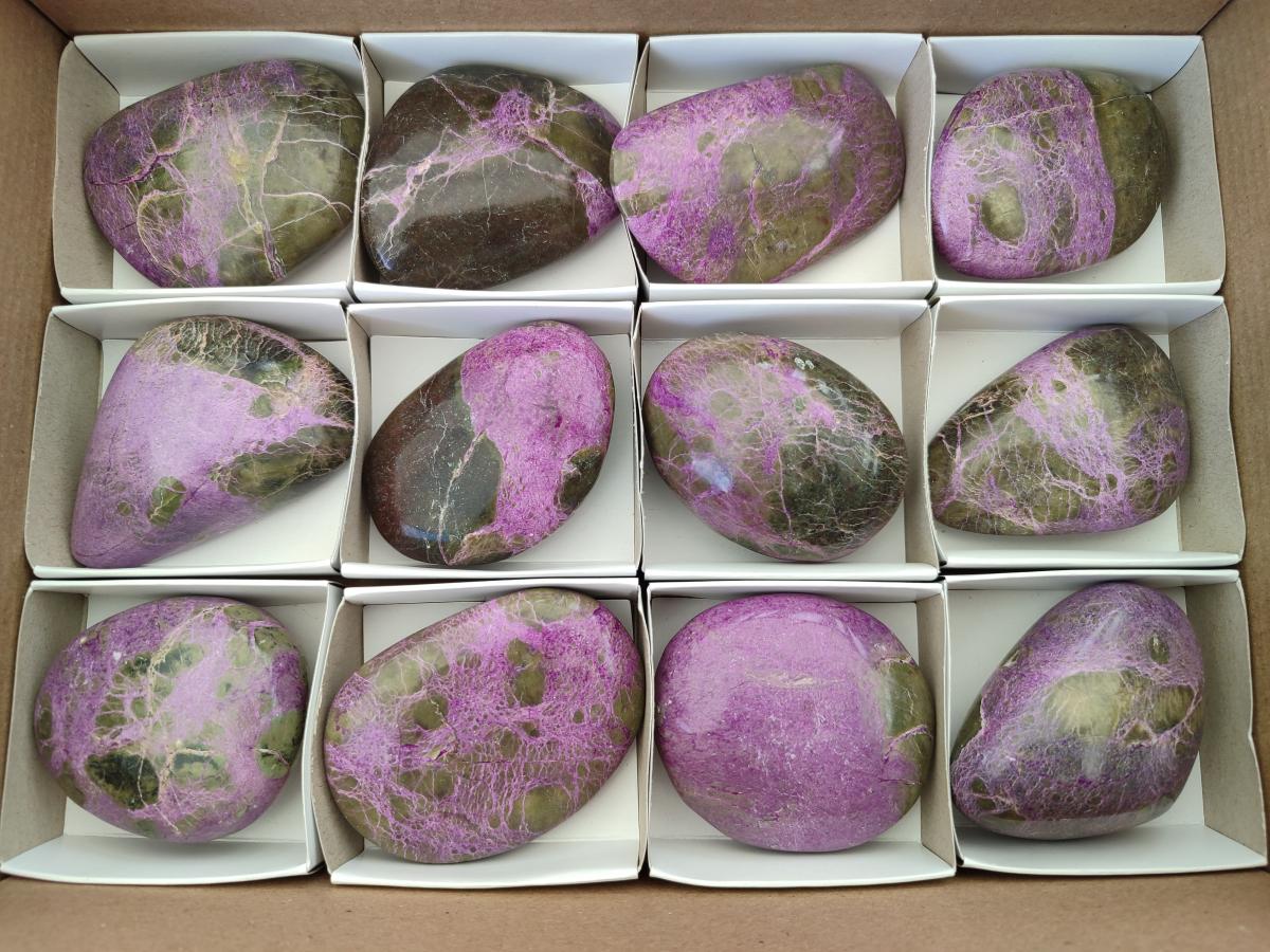 Polished Stichtite Free Forms x 12 From Barberton, South Africa