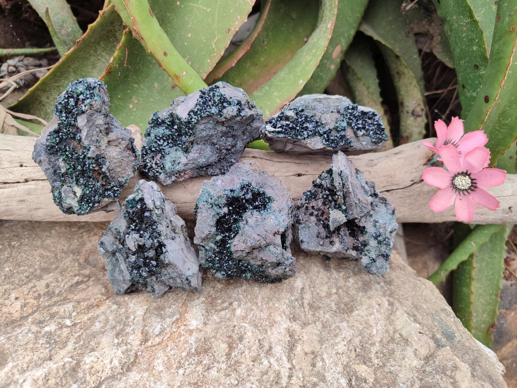 Natural Libethenite Crystals on Dolomite Matrix Specimens x 6 From Shituru, Congo - Toprock Gemstones and Minerals 