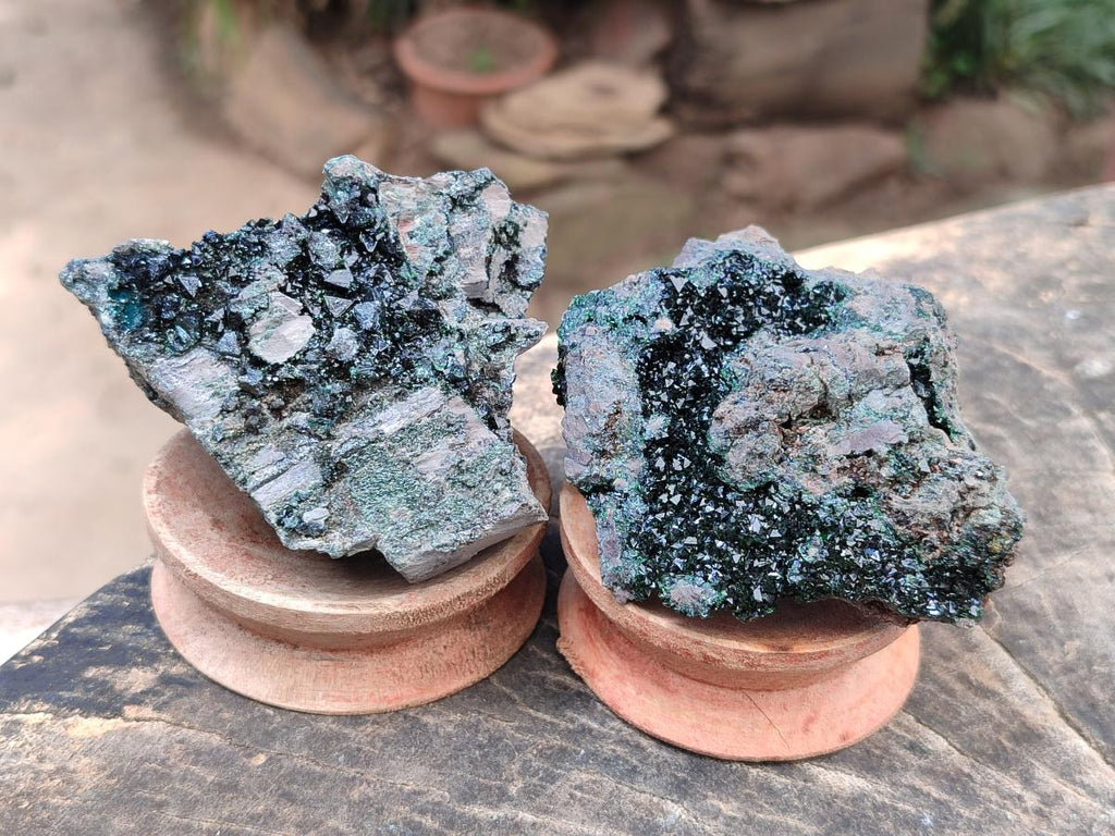Natural Libethenite Crystals on Dolomite Matrix Specimens x 6 From Shituru, Congo - Toprock Gemstones and Minerals 
