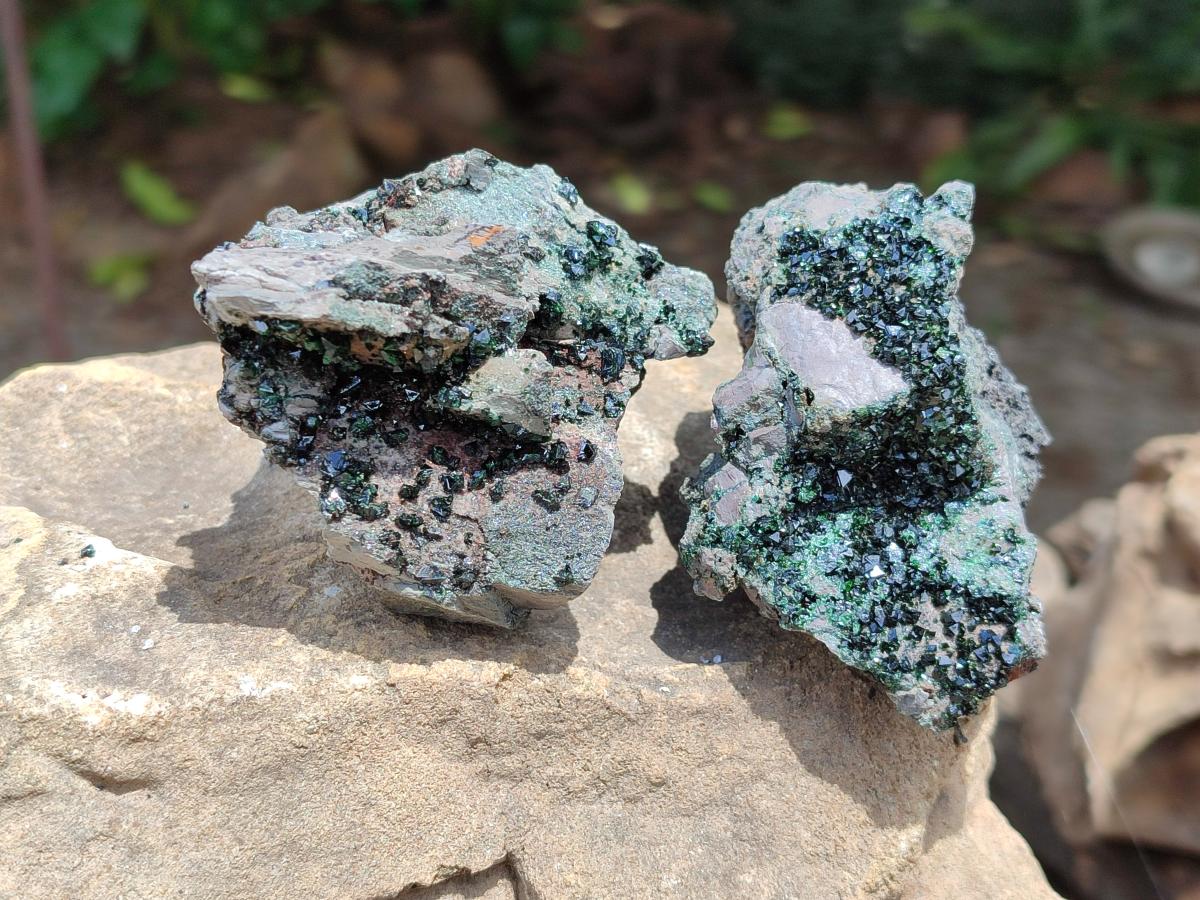 Natural Libethenite Crystals on Dolomite Matrix Specimens x 6 From Shituru, Congo - Toprock Gemstones and Minerals 