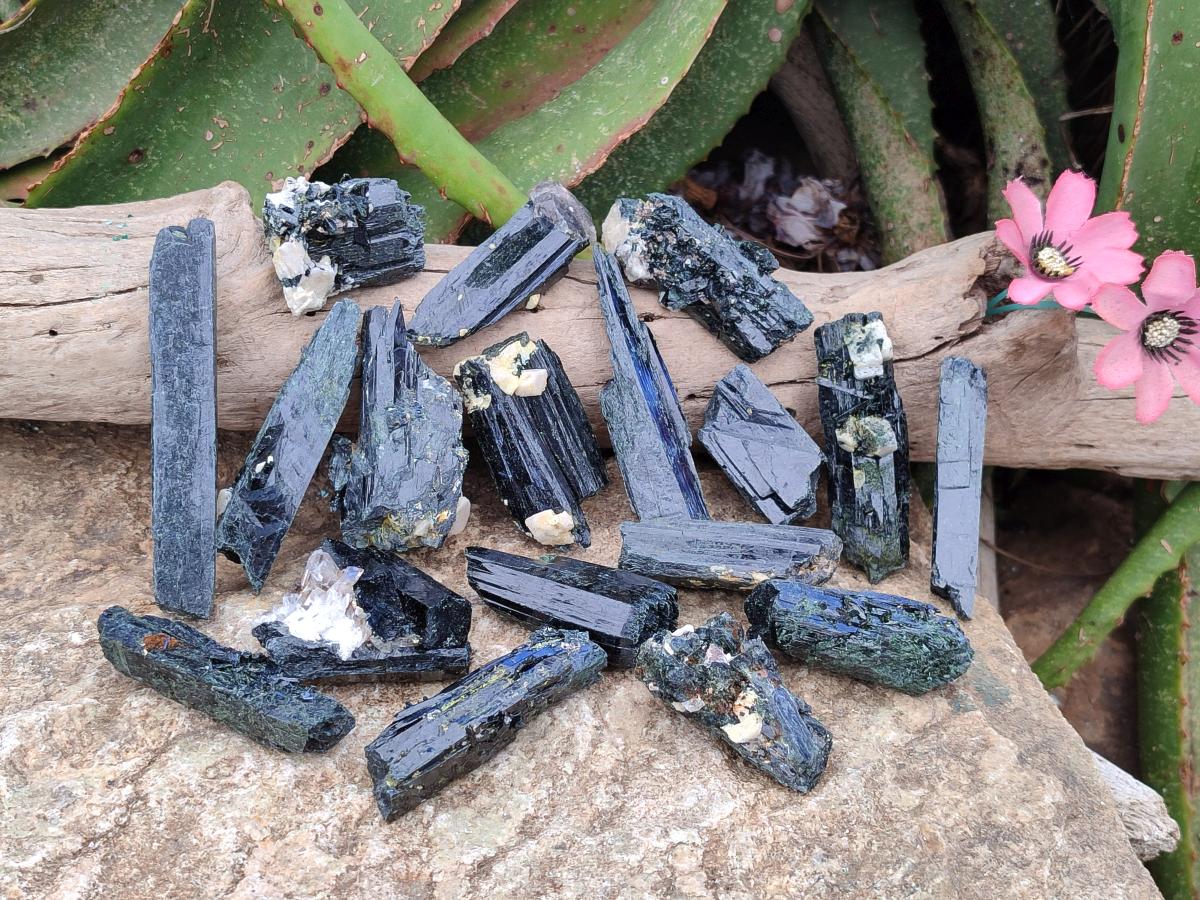 Natural Aegirine and Arfvedsonite Crystals x 35 From Zomba, Malawi