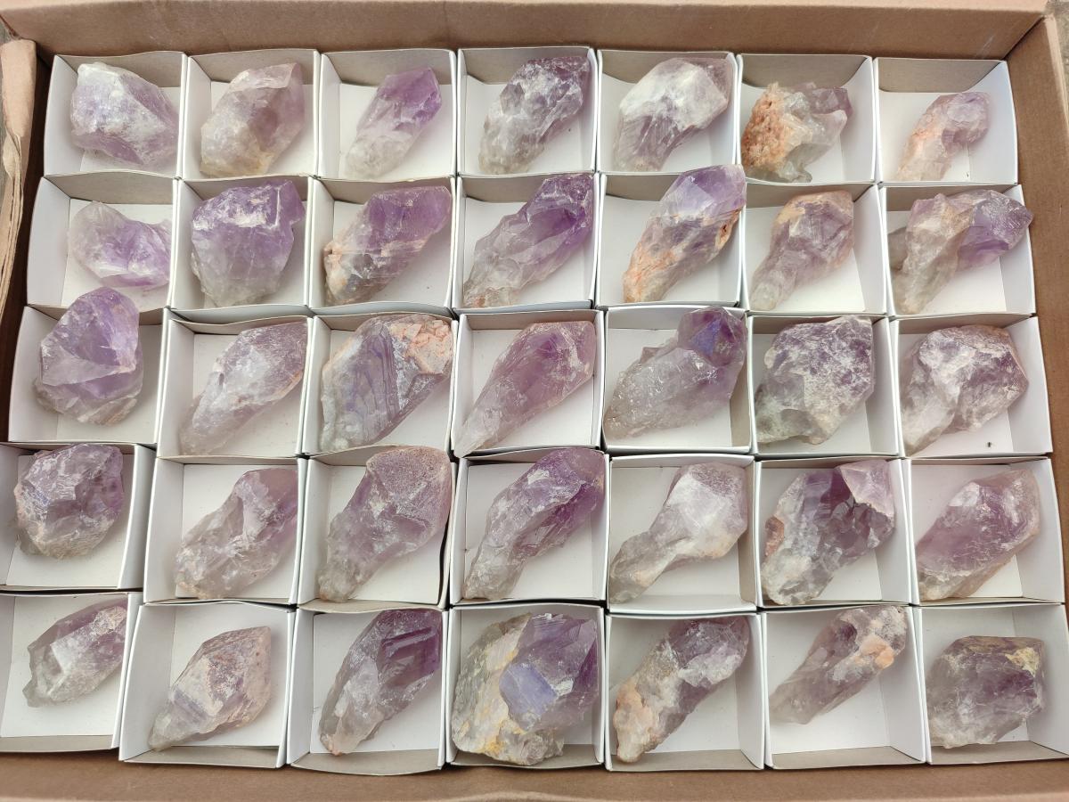 Natural Jacaranda Amethyst Single Crystals x 35 From Mumbwa, Zambia