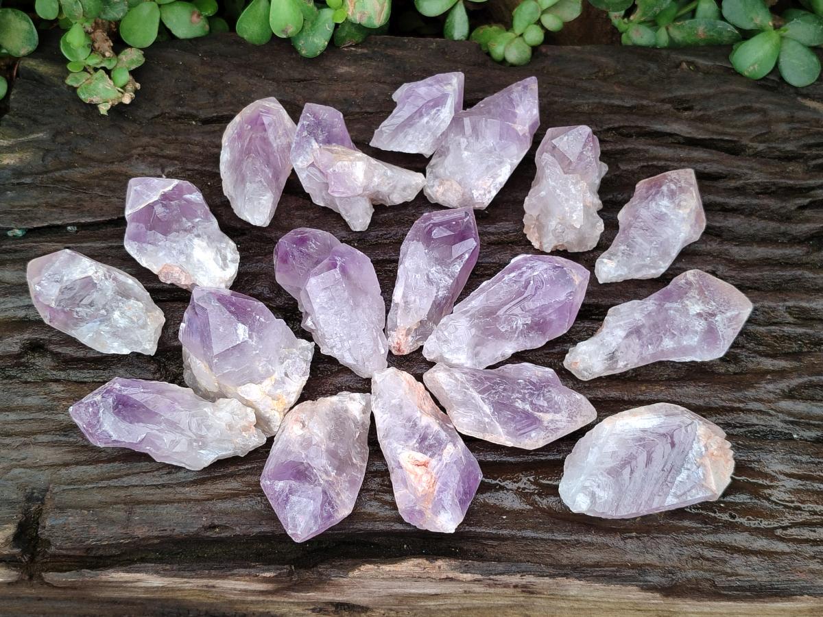 Natural Jacaranda Amethyst Single Crystals x 35 From Mumbwa, Zambia