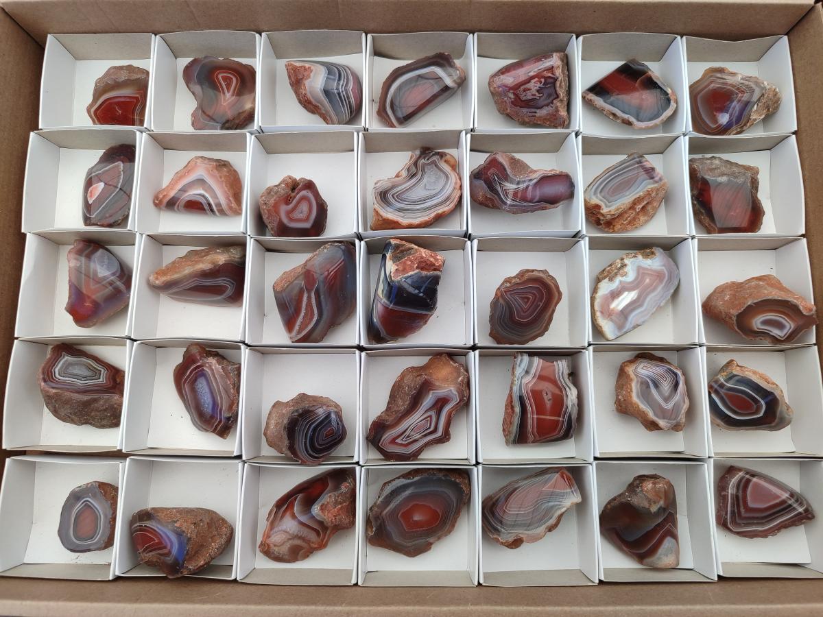 Polished One Side Red Shashe River Agate Nodules x 35 From Shashe River, Zimbabwe