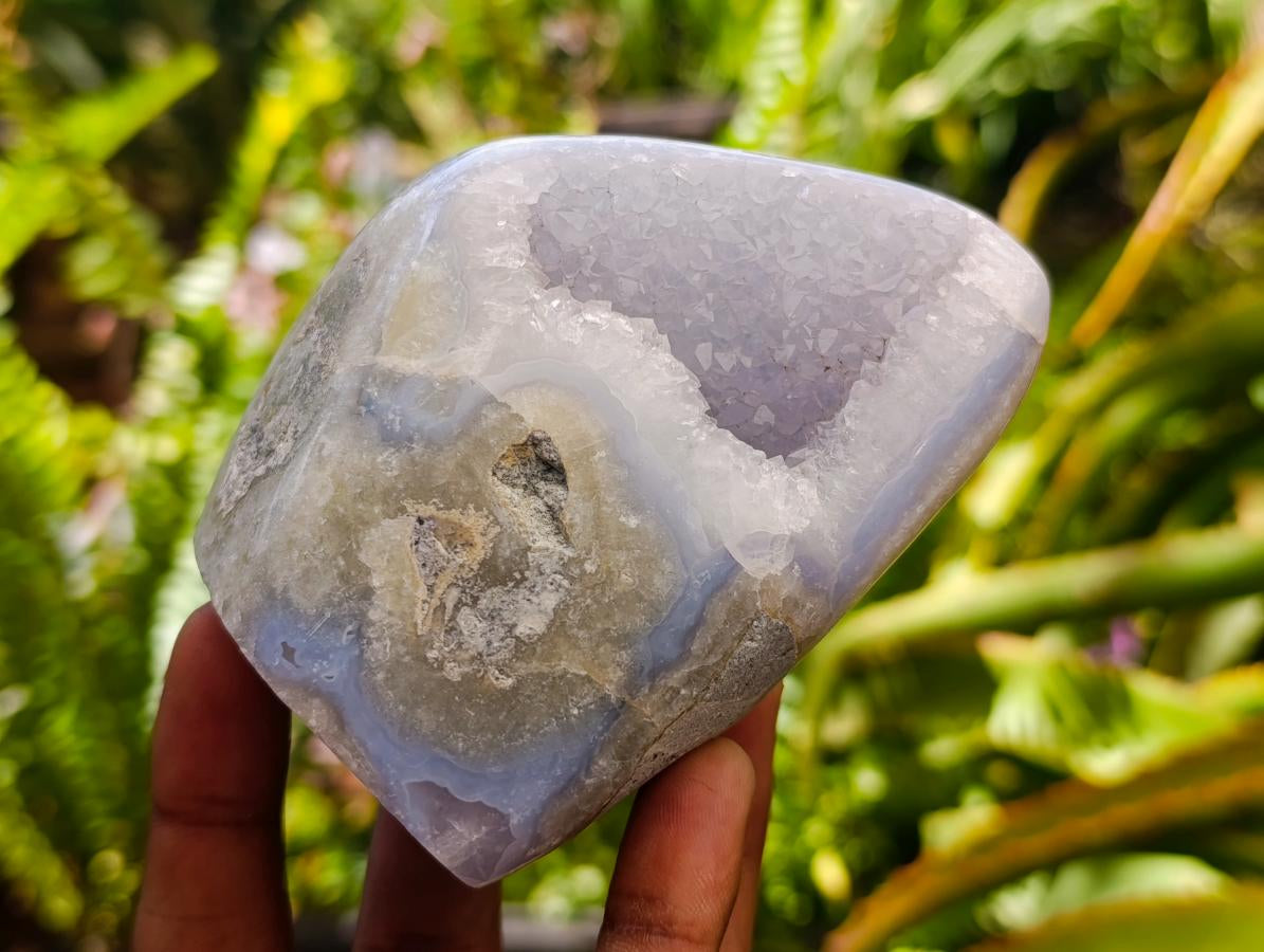 Polished Blue Lace Agate Standing Free Forms x 4 From Nsanje, Malawi