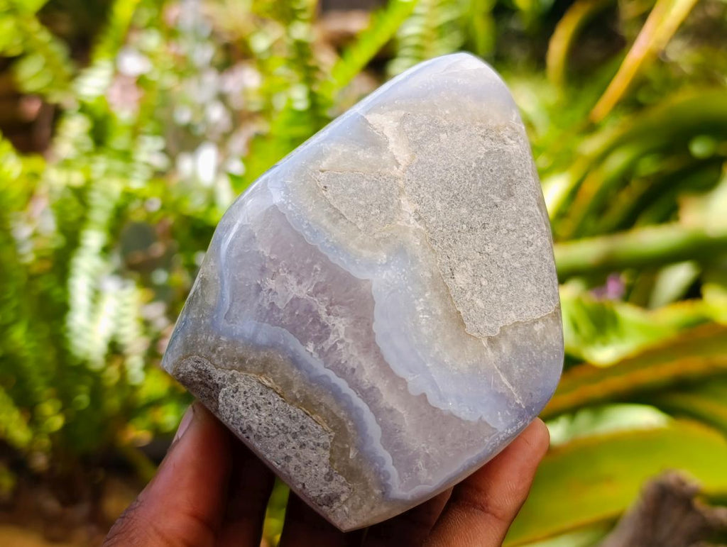 Polished Blue Lace Agate Standing Free Forms x 4 From Nsanje, Malawi