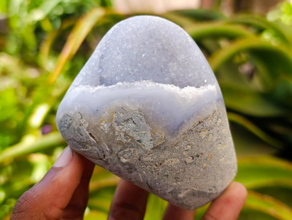 Polished Blue Lace Agate Standing Free Forms x 4 From Nsanje, Malawi