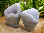 Polished Blue Lace Agate Standing Free Forms x 4 From Nsanje, Malawi