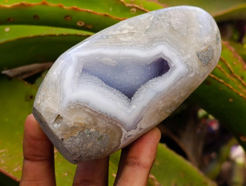 Polished Blue Lace Agate Standing Free Forms x 4 From Nsanje, Malawi