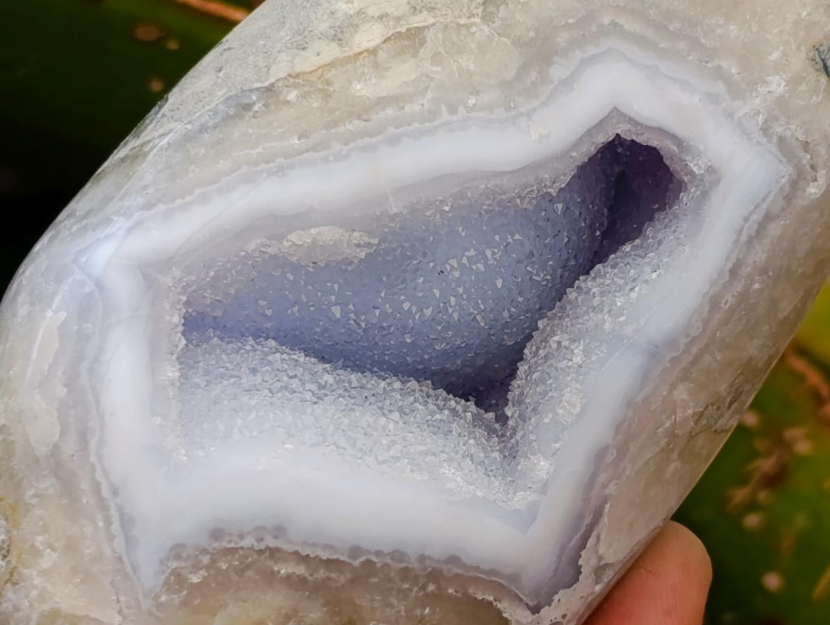 Polished Blue Lace Agate Standing Free Forms x 4 From Nsanje, Malawi
